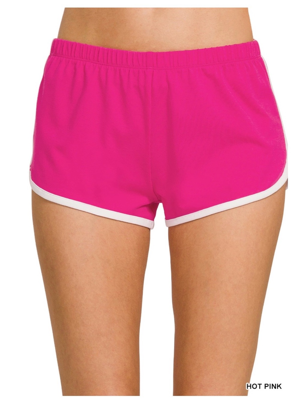 Zenana Outfitters Hot Pink Athletic Shorts with White Trim